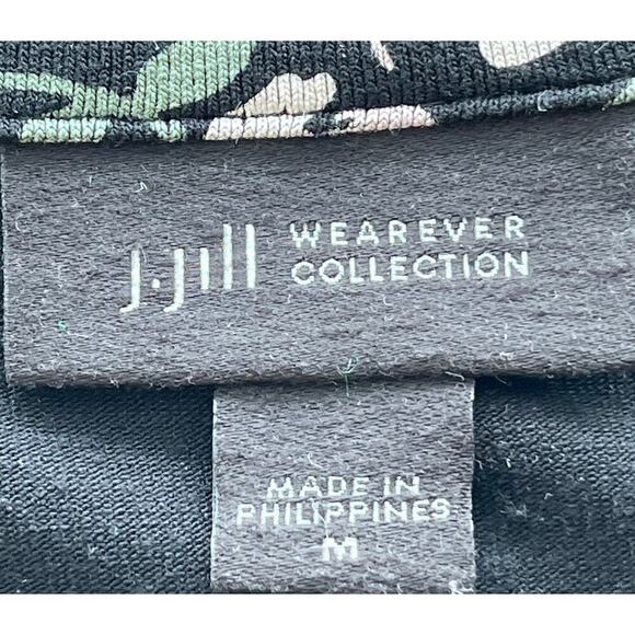 J.Jill Wearever Collection M Black/Pink Floral Print 3/4 Sleeves Lining Blouse - Picture 3 of 8